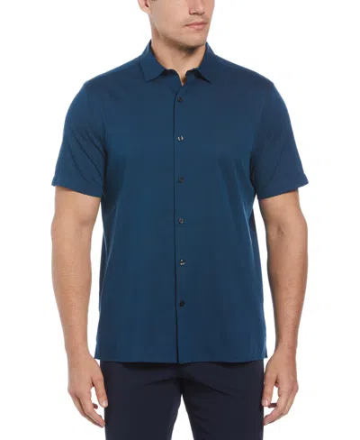 Perry Ellis Men's Short Sleeve Dobby Shirt In Gibraltar Sea,blue