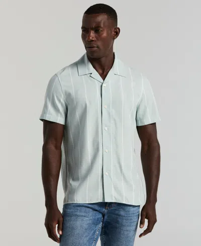 Perry Ellis Men's Short Sleeve Striped Button-front Camp Shirt In Blue
