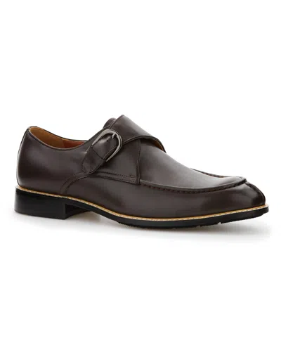 Perry Ellis Men's Single Monk Strap Dress Shoes In Coffee,brown
