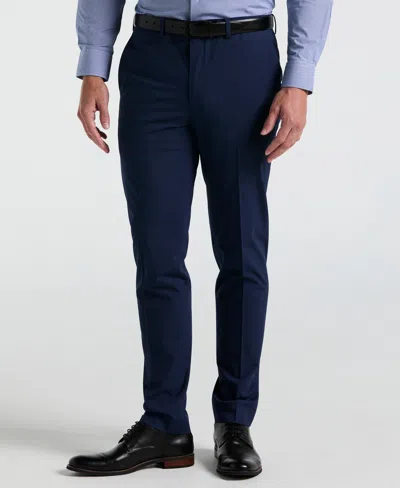 Perry Ellis Men's Skinny Fit Mini Houndstooth Suit Pants In Blue