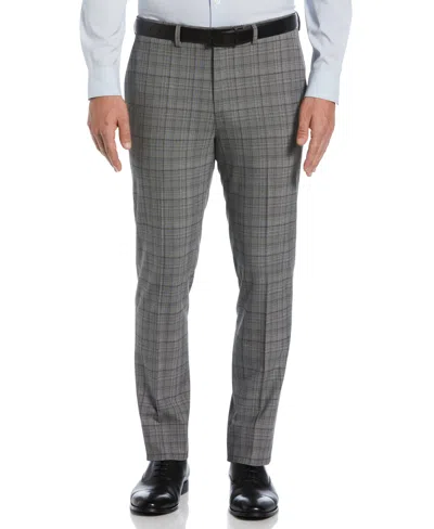 Perry Ellis Men's Skinny Fit Plaid Suit Pants In Lt Grey,black,gray