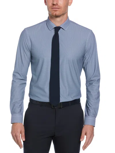 Perry Ellis Men's Slim Fit Checkered Button-down Dress Shirt In New Blue