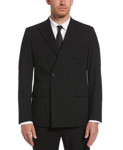 Perry Ellis Men's Slim Fit Double Breasted Peak Lapel Suit Jacket In Black