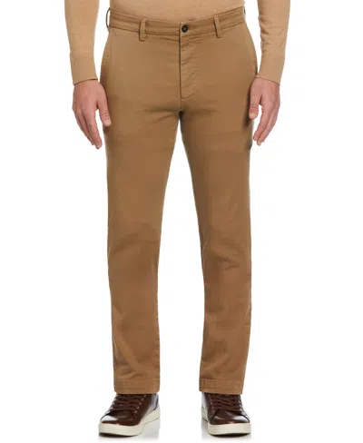 Perry Ellis Men's Slim Fit Dyed Solid Twill Chino Pants In Elmwood,brown