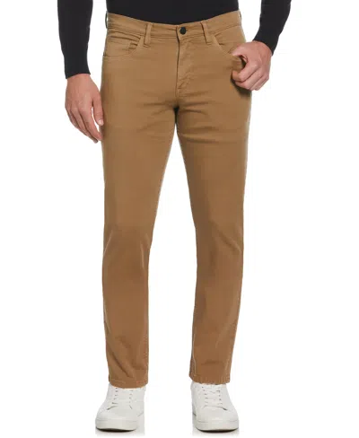 Perry Ellis Men's Slim Fit Dyed Solid Twill Five Pocket Pants In Elmwood,brown