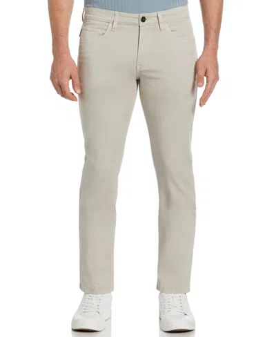 Perry Ellis Men's Slim Fit Dyed Solid Twill Five Pocket Pants In Moonstruck,beige