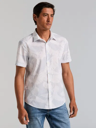 Perry Ellis Men's Slim Fit Feather Print Shirt In White