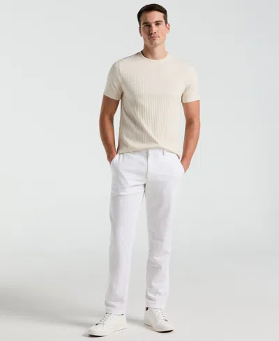 Perry Ellis Men's Slim Fit Flat Front Linen Blend Chino Pants In Bright White