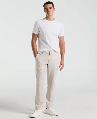 Perry Ellis Men's Slim Fit Flat Front Linen Blend Chino Pants In Natural Linen,beige