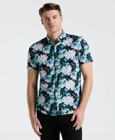 Perry Ellis Men's Slim Fit Floral Print Shirt In Orchid Ice,purple