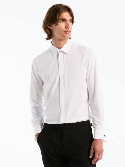 Perry Ellis Men's Slim Fit French Cuff Tuxedo Dress Shirt In Bright White