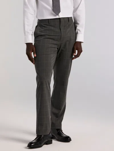 Perry Ellis Men's Slim Grey Windowpane Suit Pants In Brown