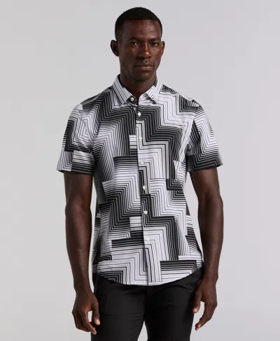 Perry Ellis Men's Slim Fit Linear Geo Print Shirt In Multi