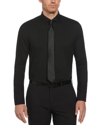Perry Ellis Men's Slim Fit Luxe Button-down Tencel Twill Dress Shirt In Black
