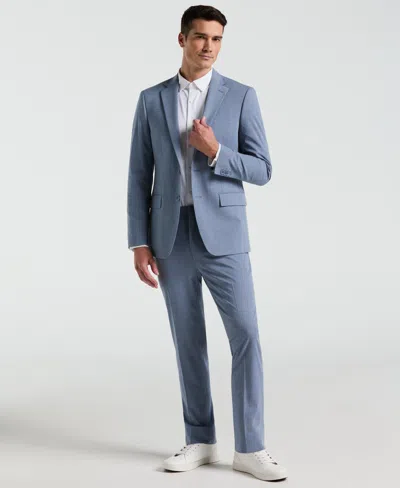 Perry Ellis Men's Slim Fit Plaid Print Suit Pants In Blue