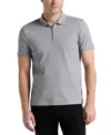 Perry Ellis Men's Slim-fit Ribbed-knit 1/4-zip Polo Shirt In Gray