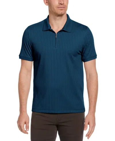 Perry Ellis Men's Slim-fit Ribbed-knit 1/4-zip Polo Shirt