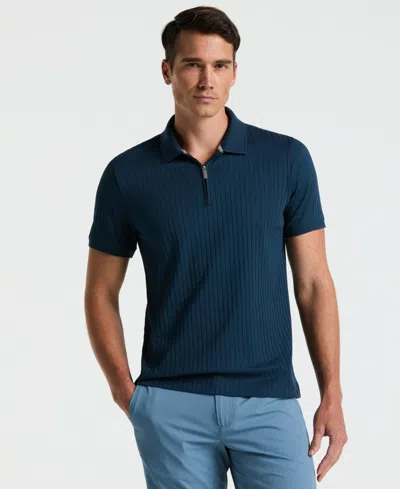 Perry Ellis Men's Slim-fit Ribbed-knit 1/4-zip Polo Shirt
