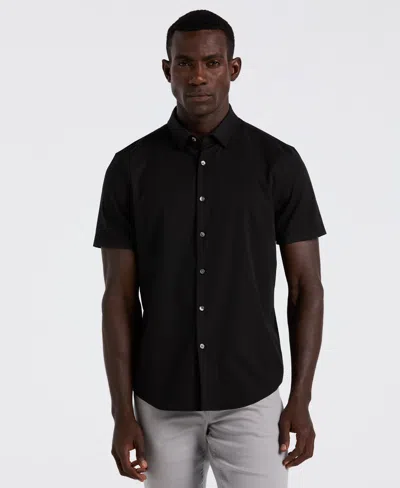 Perry Ellis Men's Slim Fit Ribbed Short Sleeve Shirt In Black
