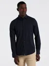 Perry Ellis Men's Slim Fit Ribbed Solid Shirt In Black