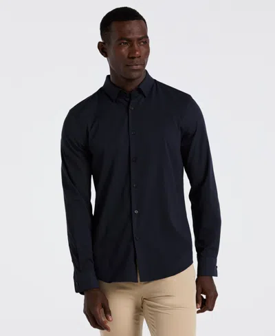 Perry Ellis Men's Slim Fit Ribbed Solid Total Stretch Shirt In Blue