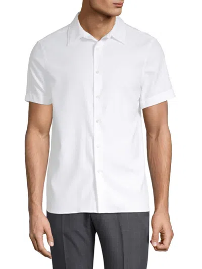Perry Ellis Men's Slim Fit Short Sleeve Button Down Shirt In Bright White