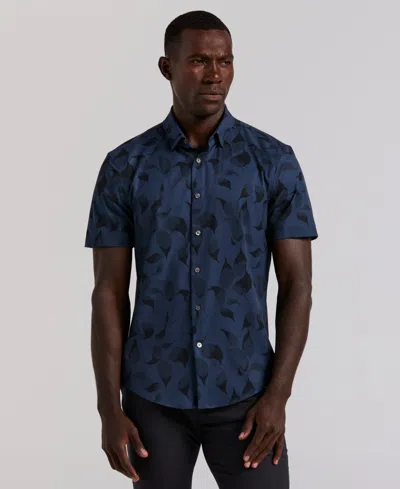 Perry Ellis Men's Slim Fit Short Sleeve Shirt In Blue