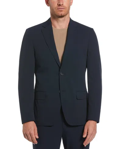 Perry Ellis Men's Slim Fit Single Breasted Tech Suit Jacket In Navy Print,blue