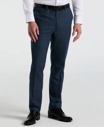 Perry Ellis Men's Slim Fit Solid Linen Blend Pants In Blue