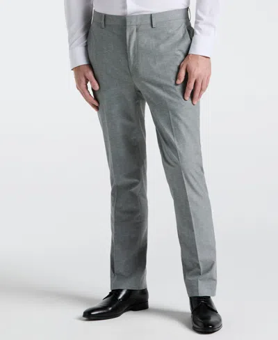 Perry Ellis Men's Slim Fit Solid Linen Blend Pants In Grey,gray