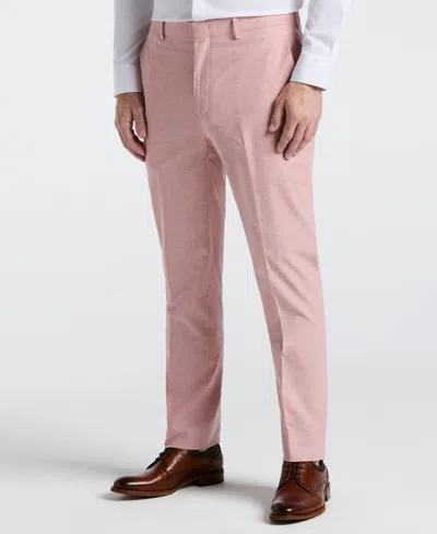 Perry Ellis Men's Slim Fit Solid Linen Blend Pants In Pink