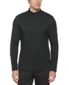 Perry Ellis Men's Untucked Total Stretch Slim Fit Shirt - Black, Size Small, 100% Polyester Long Sleeves In Black