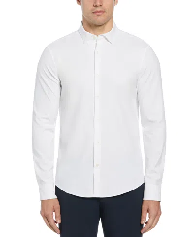 Perry Ellis Men's Untucked Total Stretch Slim Fit Shirt In White