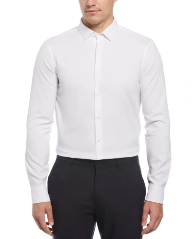 Perry Ellis Men's Slim-fit Stretch Tonal Glen Plaid Button-down Shirt In Bright White