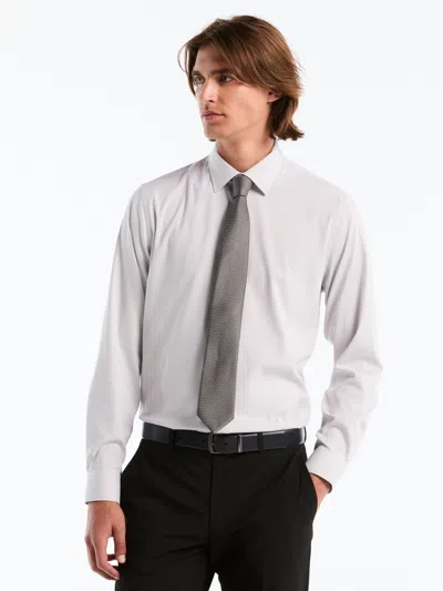 Perry Ellis Men's Slim Fit Stripe Bamboo Dress Shirt In White,gray