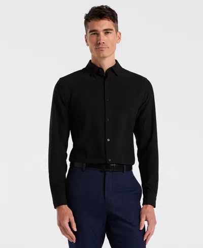 Perry Ellis Men's Slim Fit Tech Solid Total Stretch Dress Shirt In Black