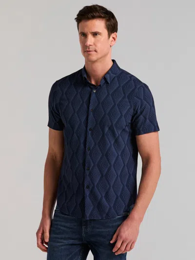 Perry Ellis Men's Slim Fit Total Stretch Diamond Print Shirt In Pageant Blue