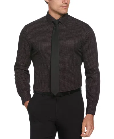 Perry Ellis Men's Slim Fit Total Stretch Dot Dress Shirt In Black