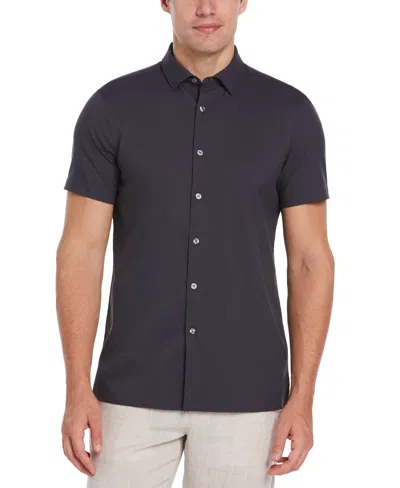 Perry Ellis Men's Slim Fit Total Stretch Solid Shirt In India Ink,blue