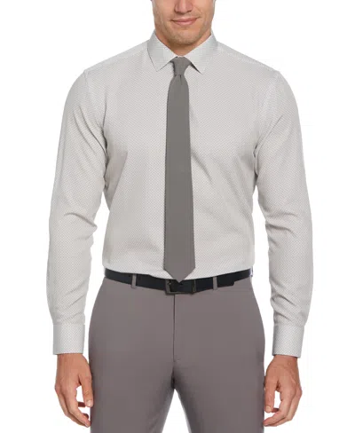 Perry Ellis Men's Slim Fit Total Stretch Square Microprint Dress Shirt In Taupe,gray
