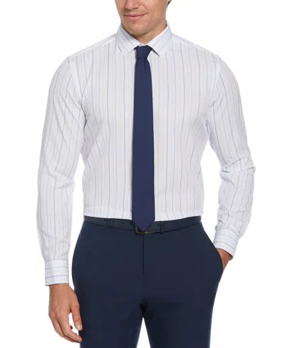 Perry Ellis Men's Slim Fit Total Stretch Thin Striped Print Shirt In New Blue,white