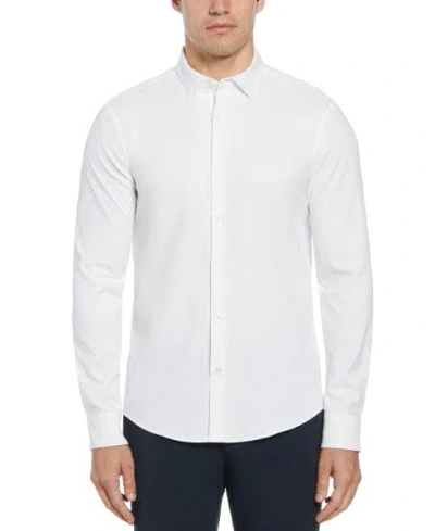 Perry Ellis Men's Slim-fit Stretch Solid Button-down Twill Shirt In Bright White