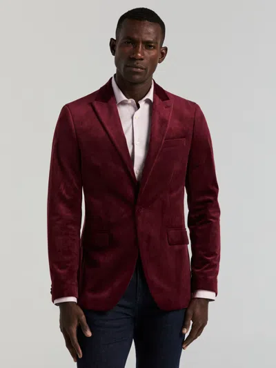 Perry Ellis Men's Slim Peak Lapel Velvet Suit Jacket In Burgundy