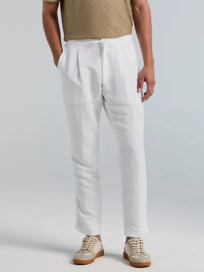 Perry Ellis Men's Slim Tapered Dress Drawstring Pants In White