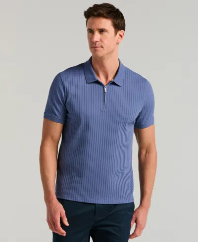 Perry Ellis Men's Slim-fit Ribbed-knit 1/4-zip Polo Shirt In Blue