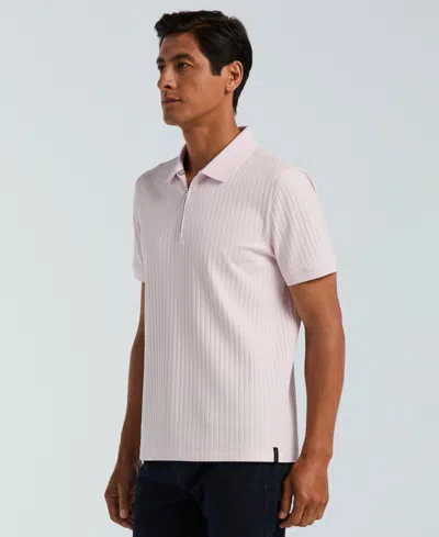 Perry Ellis Men's Slim-fit Ribbed-knit 1/4-zip Polo Shirt In Neutral