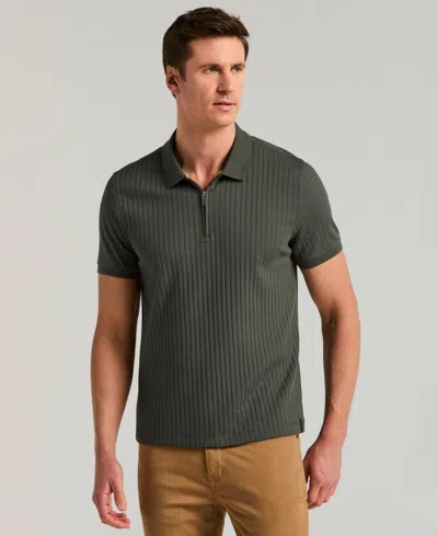 Perry Ellis Men's Slim-fit Ribbed-knit 1/4-zip Polo Shirt In Green