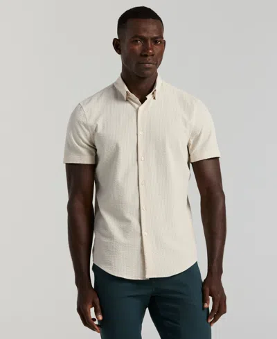 Perry Ellis Men's Slim-fit Stretch Solid Button-down Seersucker Shirt In White