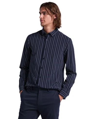 Perry Ellis Men's Slim-fit Stripe Dynamic-stretch Shirt In Blue