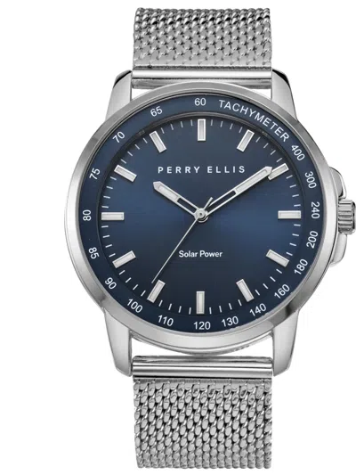 Perry Ellis Men's Solar Powered Stainless Steel Watch In Metallic